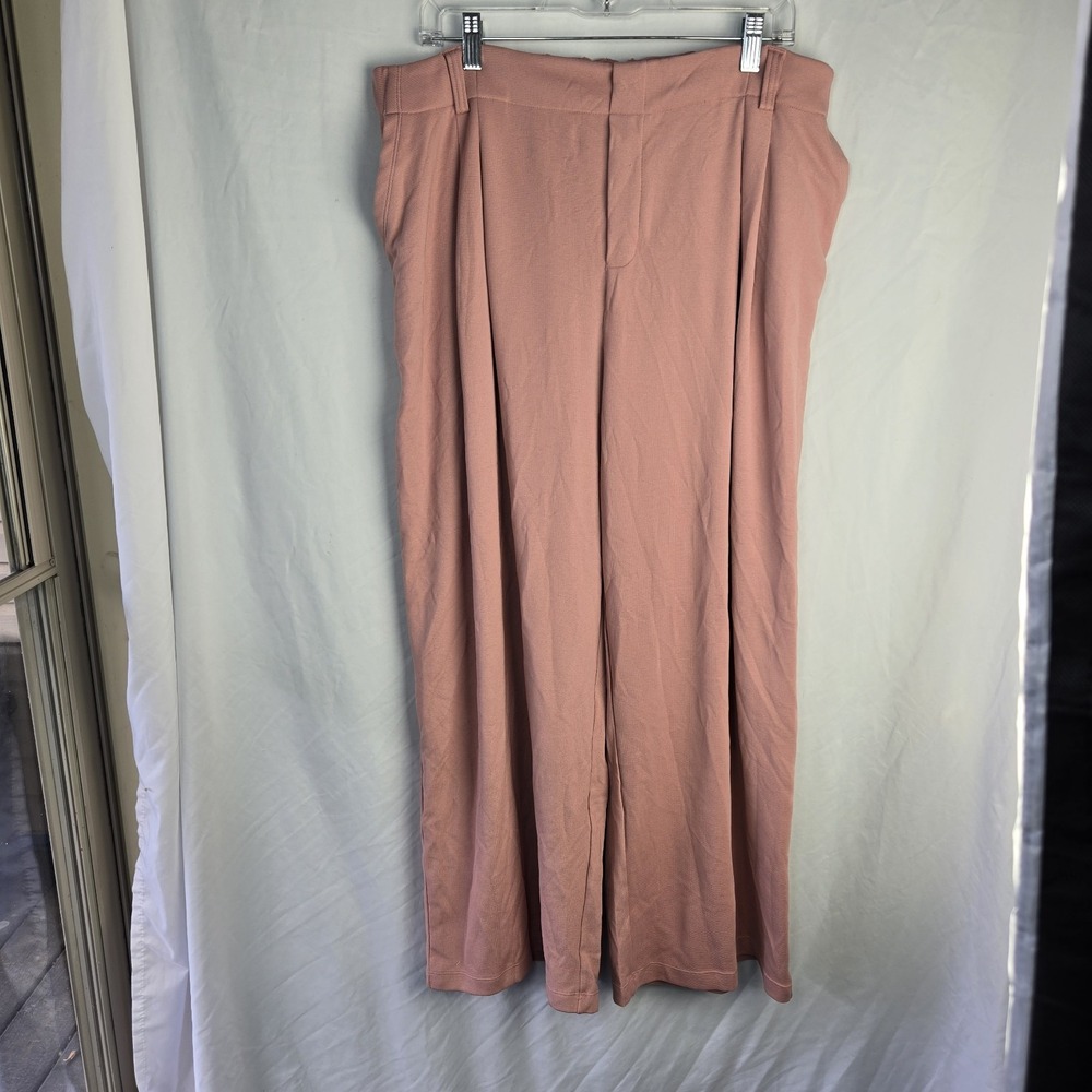 Halara Wide Leg Pants Womens 1X Mauve Pleated High Waisted Textured Trousers